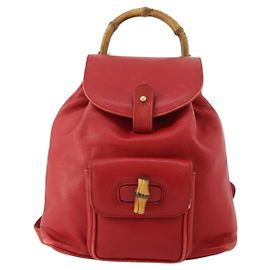 Gucci Vintage Bamboo Leather Mini Red