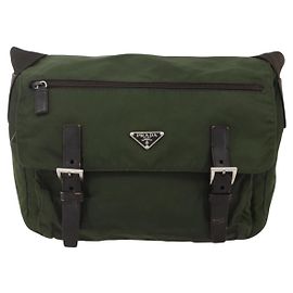 Prada Double Buckle Klappentasche Tessuto groß Khaki