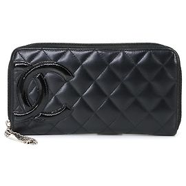 Portafoglio lungo rotondo della linea Cambon di Chanel Nero