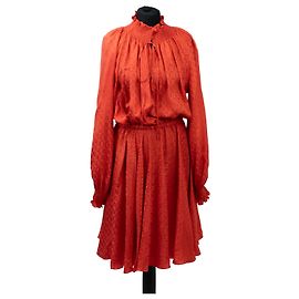 Fendi FF Motif Mini-Kleid aus roter Seidenjacquard Rot