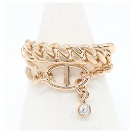 Bague Mix and H Hermès en or rose 18K Doré