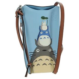 LOEWE - Ghibli Mi Vecino Totoro Bolsa de Puerta de Cuero Azul Claro Auth 167243SM Azul claro