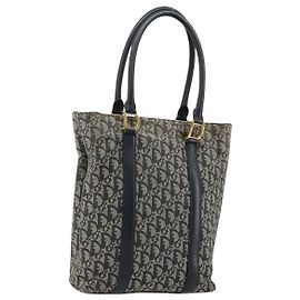 Christian Dior Trotter Canvas Tote Bag Navy Gold Auth bs34597A Golden Marineblau