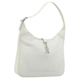 Hermès HERMES Bolsa de Ombro Trim 35 em couro Togo Branco Prata Auth 176262A Prata Branco