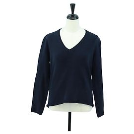 Prada T-shirt a maniche lunghe in cotone blu navy Auth 174765A Blu navy