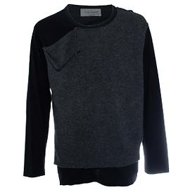 Yohji Yamamoto, zweifarbiger Strickpullover Schwarz Grau