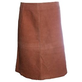 Jupe midi en daim corail Agnona Orange