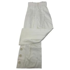Vintage Givenchy Nouvelle Boutique Weite Baumwollhose Elfenbein M Beige