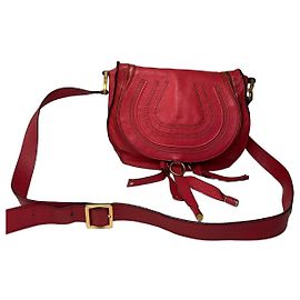 Bolsa transversal de couro texturizado Chloé Marcie vintage vermelha Vermelho