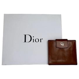 Portafoglio bifold in pelle Vintage Dior Parigi-New York Cognac Cammello