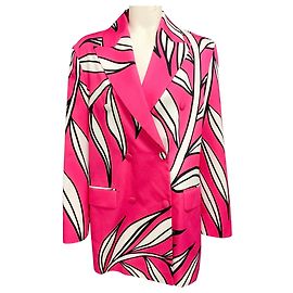 Blazer structuré à imprimé floral Rochas rose vif / blanc / noir Rose