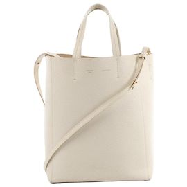 Céline CELINE Cabas Vertical Small Leather 2Way Handbag in White Beige