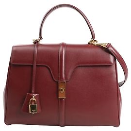 Céline Bolso 16 Medium de cuero liso 2Way de Celine en burdeos Burdeos