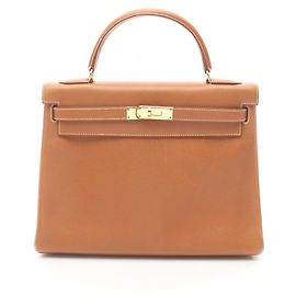 Bolsa Hermès Kelly 32 dourada Marrom