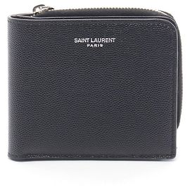 Yves Saint Laurent Black Leather Bi-Fold Wallet Black
