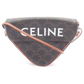 Céline Bolsa de Ombro Triângulo Triomphe da Celine Marrom Preto