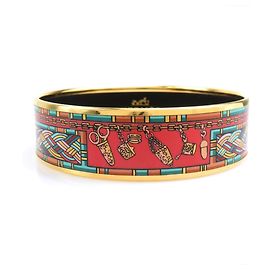 Pulseira de bangles em ouro e esmalte multicolorido Hermès Multicor Dourado