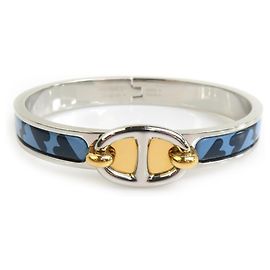 Hermès Bracciale Bangle Mini Click Chaine d'Ancre HERMES Argento Blu D'oro