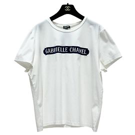 Chanel Gabrielle Top de Algodón Blanco de Manga Corta Talla 50 Usado Otro