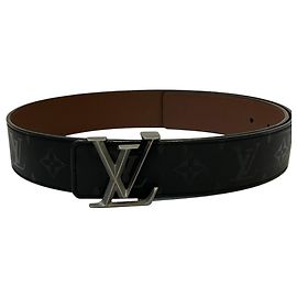 Louis Vuitton LV Initial Pyramid Monogram Illusion Leder Gürtel Schwarz