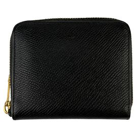 Céline Billetera bi-fold de cuero negro Celine Negro