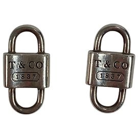 Tiffany & Co Brincos de couro com chave e fecho duplo Tiffany 1837 Prata