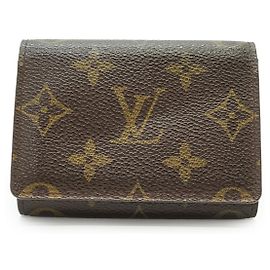 Louis Vuitton Monogram Canvas Enveloppe Carte de Visite Card Case Brown