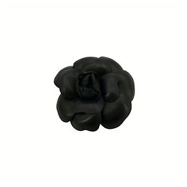 Chanel Vintage Schwarze Leder Camelia Blütenbrosche Schwarz