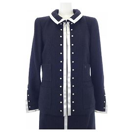 Traje Vintage Chanel Negro Blanco