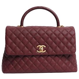 Chanel Bolso Coco Handle de cuero caviar acolchado burdeos 2017 Otro