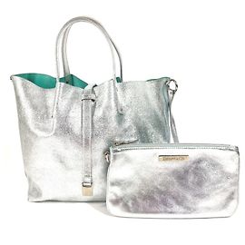 Tiffany & Co. Reversible Metallic Tote Handbag Silvery Blue
