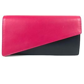 Bolsa de mão em couro bicolor Yves Saint Laurent Preto Rosa