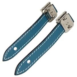 Abotoaduras de couro azul e metal Hermès Azul