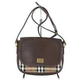 Bolsa de Ombro Burberry Nova Check Shadow Horse Marrom