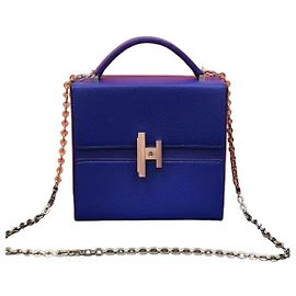 Bolsa Hermès Cinhetic azul elétrico em couro de cabra Azul
