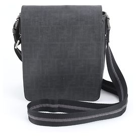 Fendi Zucca Leather Shoulder Bag Black
