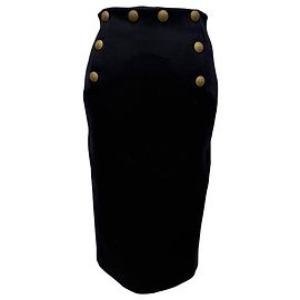 Valentino Garavani Red Valentino Button Embellished Midi Skirt in Black Polyester Black