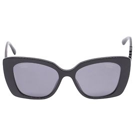 Chanel 5422-B Logo Accent Square-Framed Sunglasses in Black Acetate Black