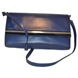 Gianni Versace Blue Leather Handbag Blue