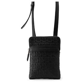 Bolsa de ombro em couro de bezerro preto Salvatore Ferragamo Preto