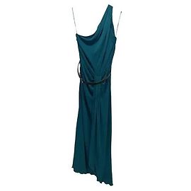 Gucci Ein-Schulter Maxi-Kleid Grün Viskose Grün