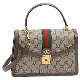 Bolsa Gucci Ophidia Top Handle Flap em lona GG Supreme Marrom