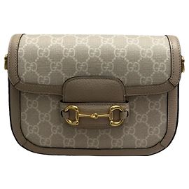 Bolsa Gucci 1955 Horsebit em lona bege Bege