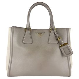 Prada Gray Leather Shoulder Handbag Brown
