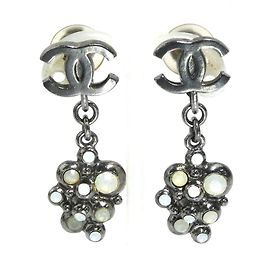 Chanel Gunmetal Drop Earrings Metallic