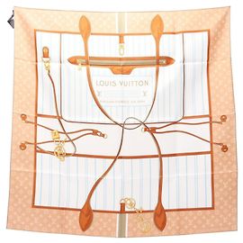Sciarpa Louis Vuitton Carre 90 My Neverfull Multicolore Beige Cachi