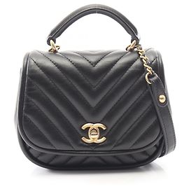 Chanel Chevron V-Stitch Handbag Black