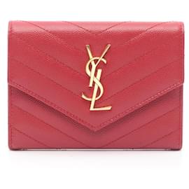 Roter Leder-Passporthalter von Yves Saint Laurent Rot