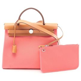 Hermès Hermes Herbag Zip PM 2-Way Handbag Brown Pink Other