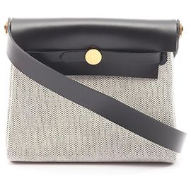 Bolsa de Ombro Mini Herbag Zip da Hermès Marrom Preto Cru